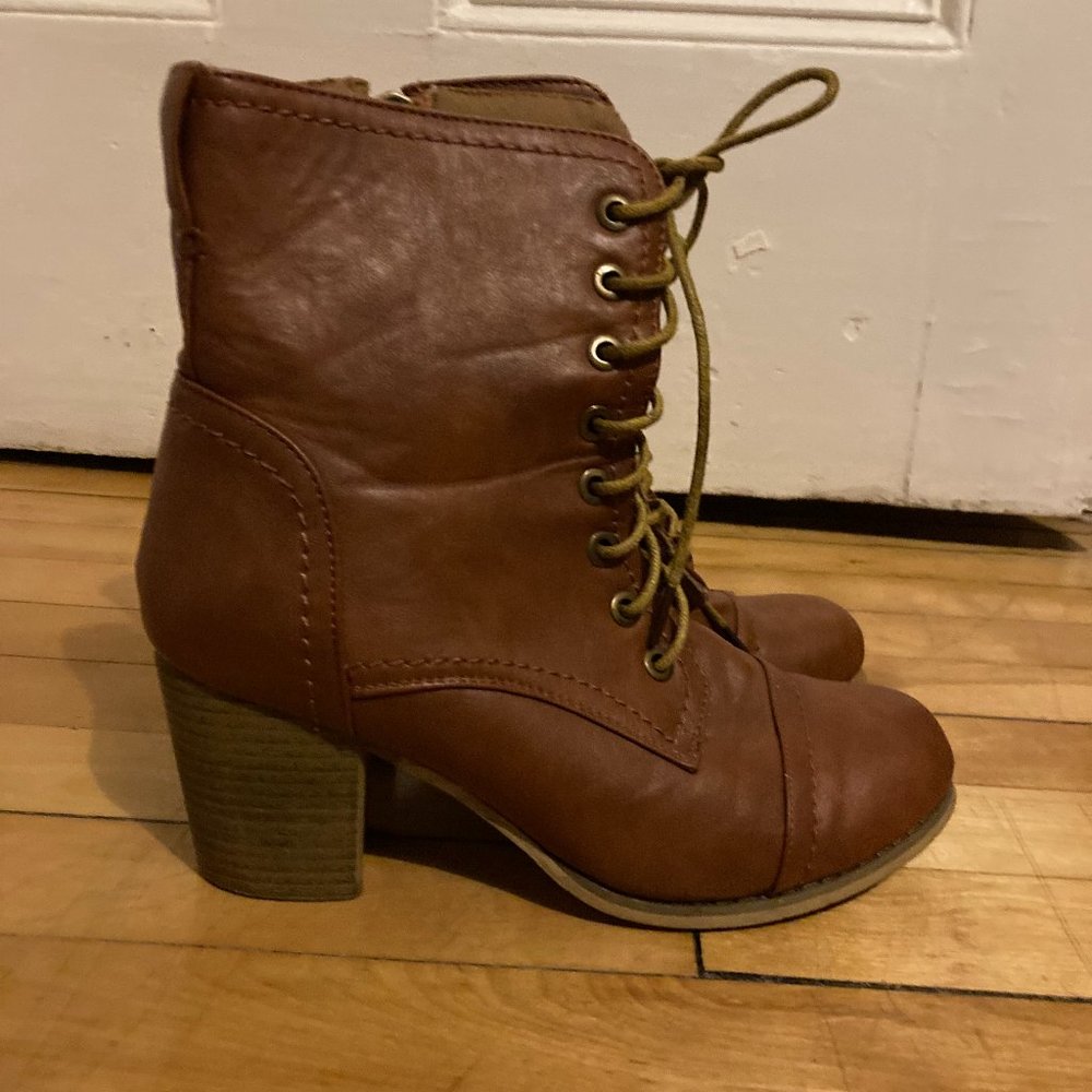 Faux Leather Heeled Ankle Booties